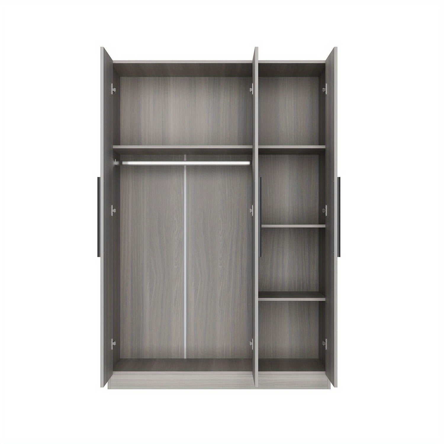 Modern 3-Door Wood Armoire Wardrobe Closet for Clothes Storage, with 6 Compartments And Hanging Rod, Wardrobe Closet with Handles for Bedroom, Large Storage Capacity, Grey Brown And White Styles