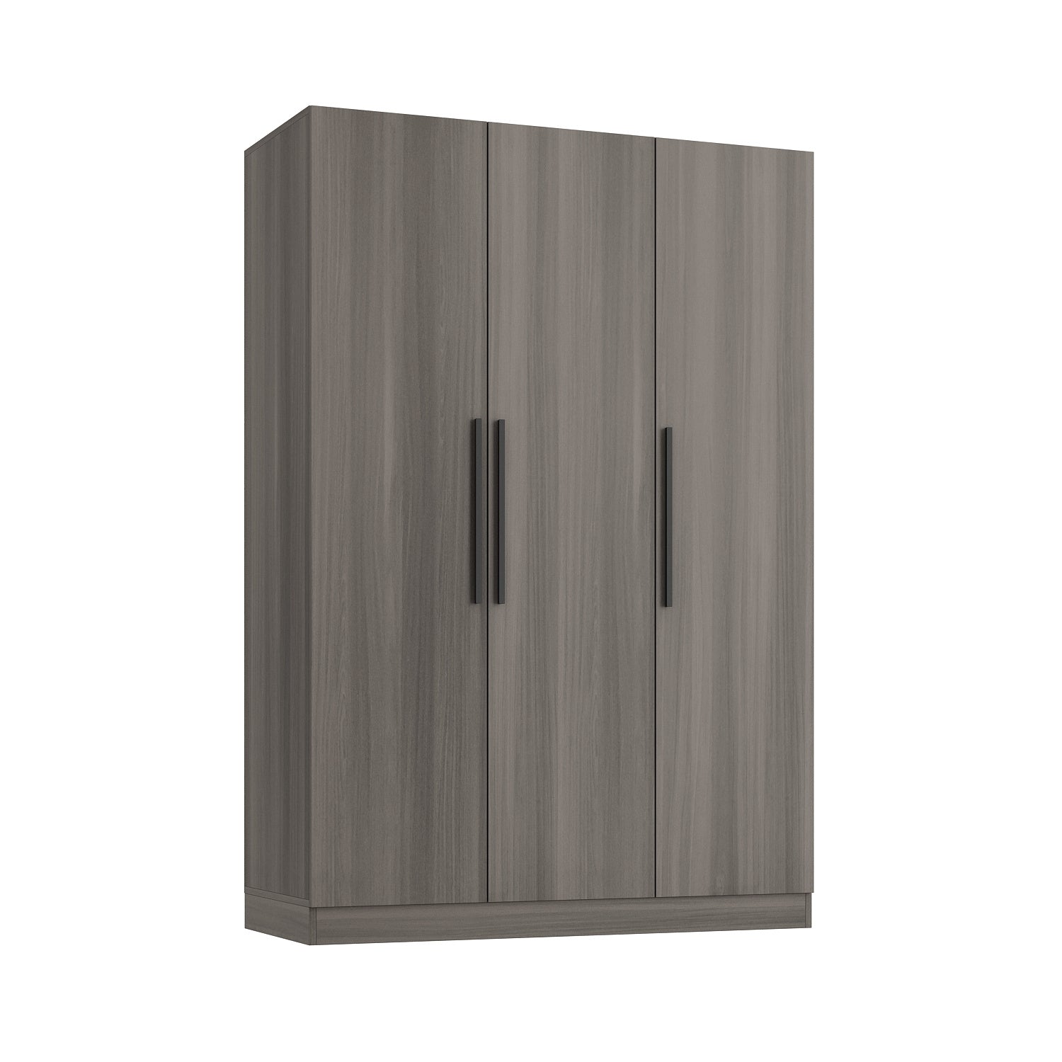 Modern 3-Door Wood Armoire Wardrobe Closet for Clothes Storage, with 6 Compartments And Hanging Rod, Wardrobe Closet with Handles for Bedroom, Large Storage Capacity, Grey Brown And White Styles