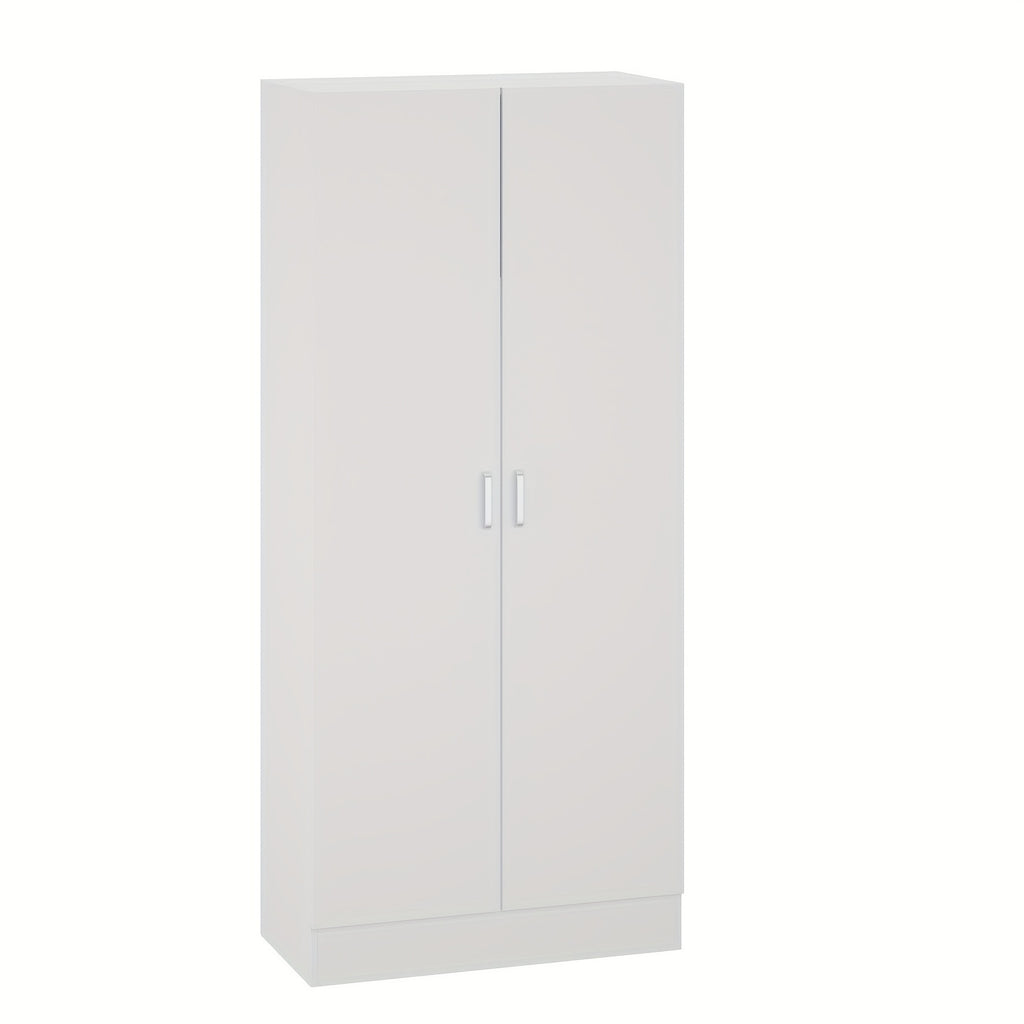 Elegant Wardrobe Armoire Closet with 2 Doors, Freestanding Wardrobe Cabinet with Storage Shelves & Hanging Rod, Bedroom Clothes Cabinet Organizer, White