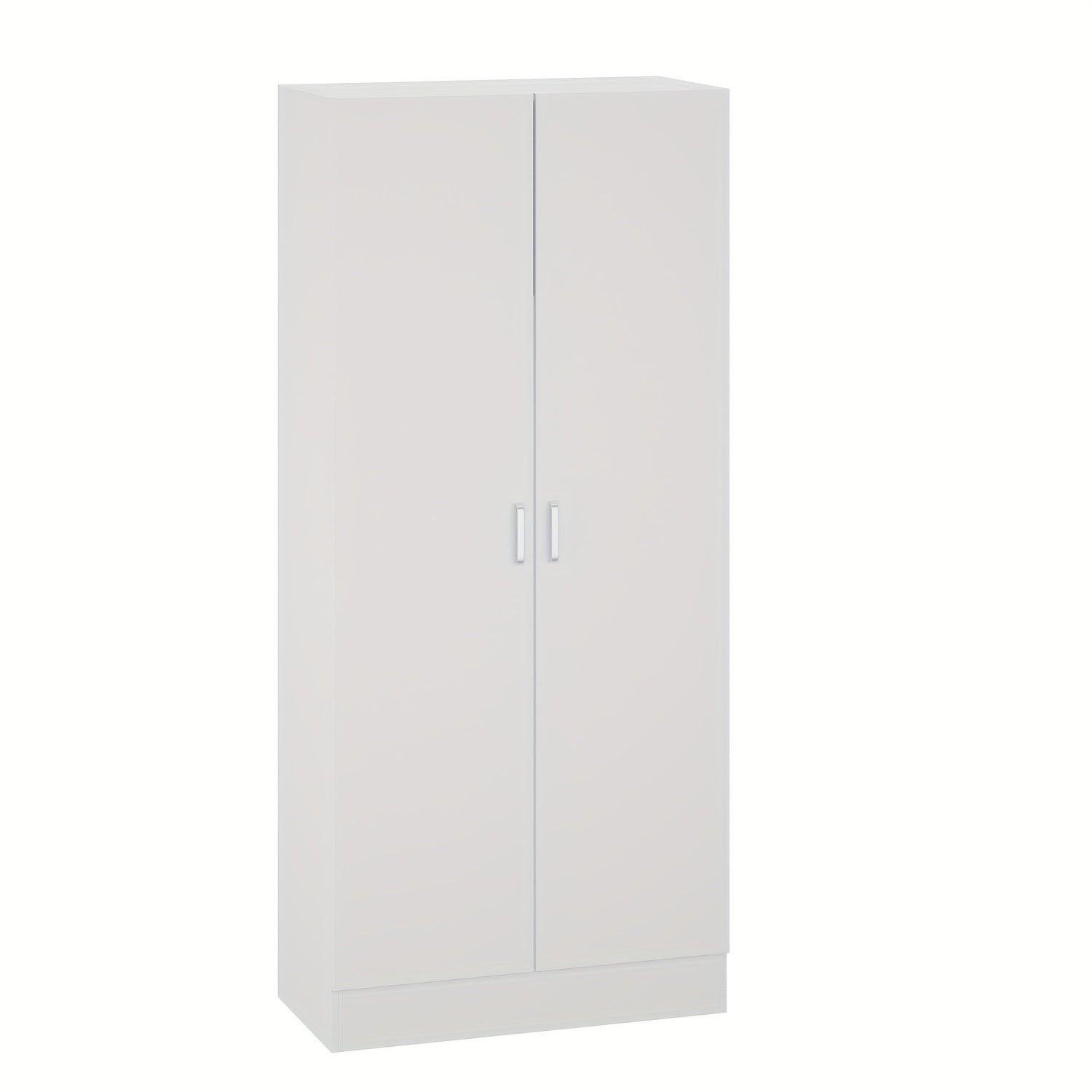 Elegant Wardrobe Armoire Closet with 2 Doors, Freestanding Wardrobe Cabinet with Storage Shelves & Hanging Rod, Bedroom Clothes Cabinet Organizer, White