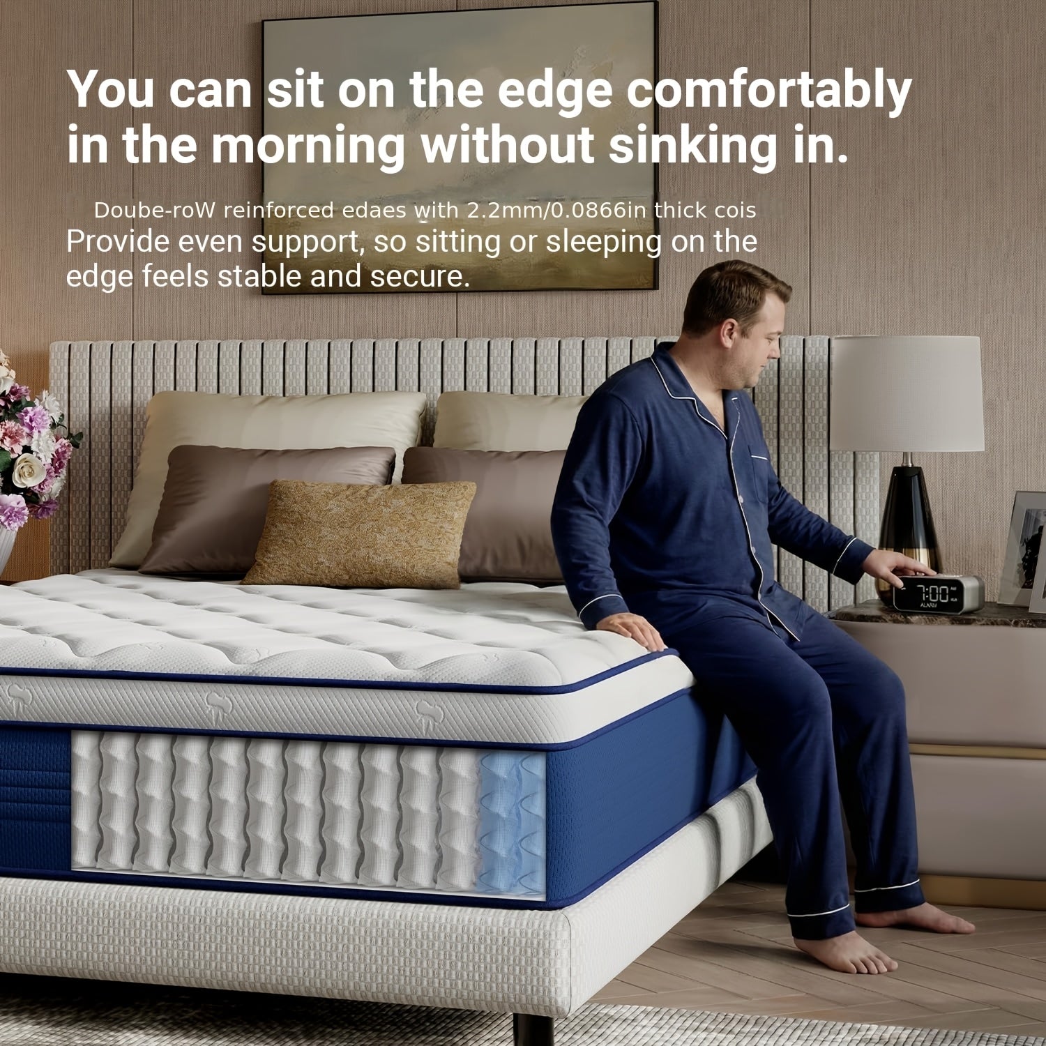 Hypoallergenic & Back Pain Relief, Hybrid Queen Size Mattresses with Smarts Coils, Fiberglass Free CertiPUR-US Certified Colchones No Box Spring Needed, QuickShip 3-5day