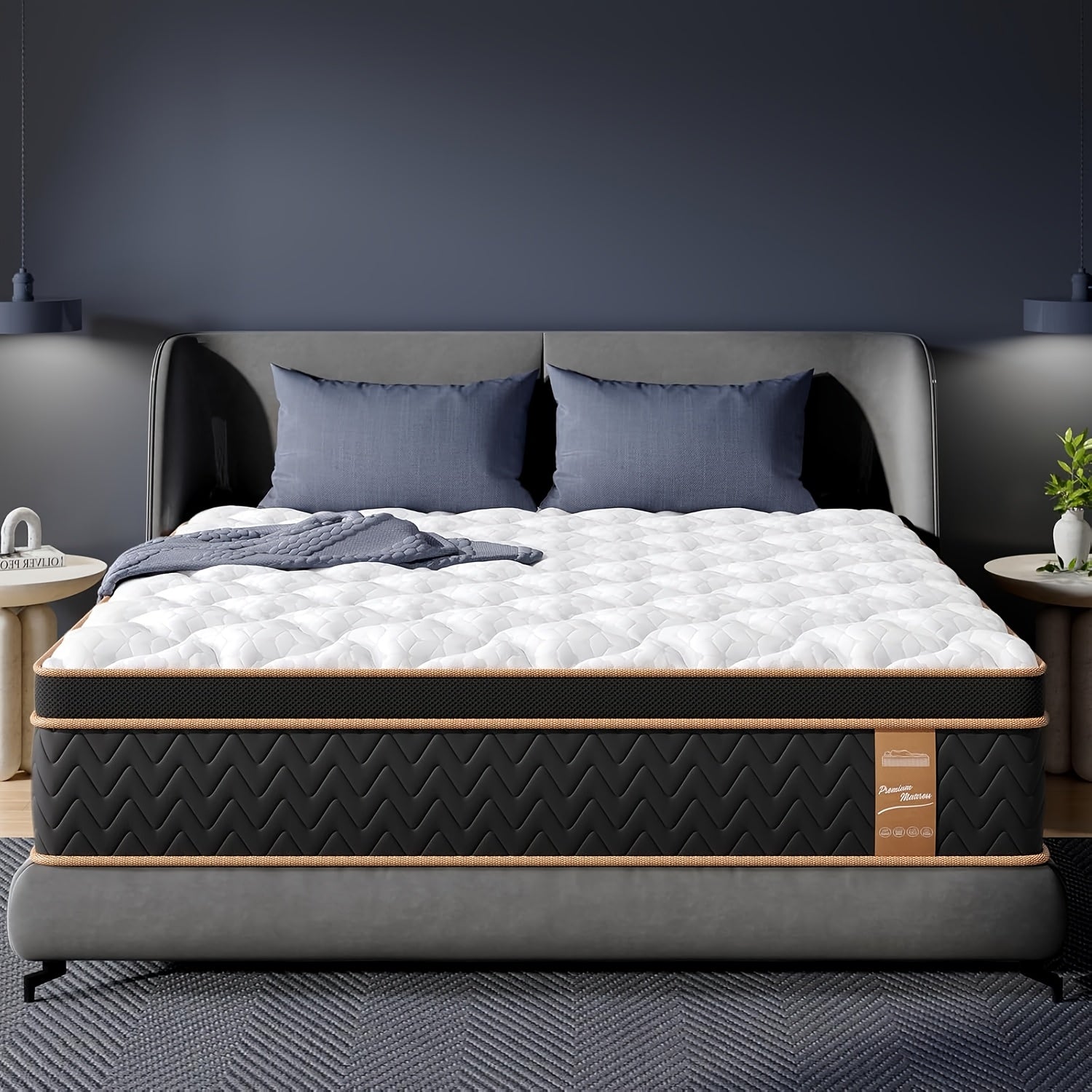 Full Quen King Mattress, Firm Deluxe Hybrid Mattress - Gel Memory Foam Mattress in a Box, Individual Pocket Spring - Motion Isolation & Edge Support, Fiberglass-Free, 100 Nights Trial, Bedroom Decor