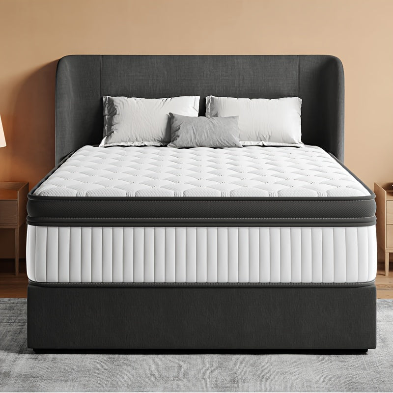 All-Position Sleeping Mattress, 10\u002F12\u002F14 Inch Hybrid Mattress with Memory Foam And Individually Wrapped Pocket Springs, Featuring Cooling Gel Layer And Reinforced Edge Support. Medium-Firm Bed-In-A-Box, Ideal for Side Sleepers