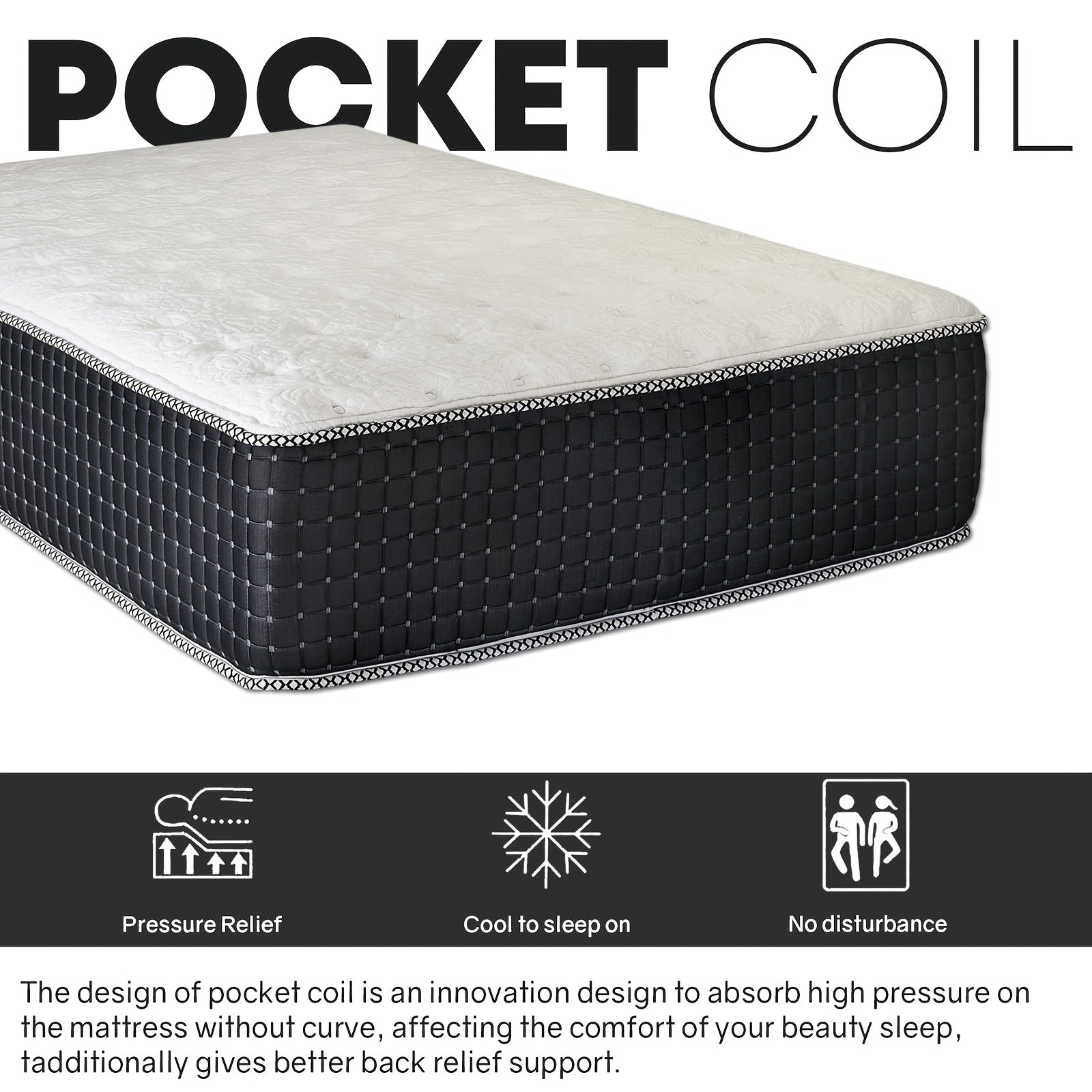 12 Inch Hybrid Mattress (Full\u002FQueen\u002FKing), Medium Firm Memory Foam Spring Mattress with Lumbar Support, Bed In A Box for Home & Hotel