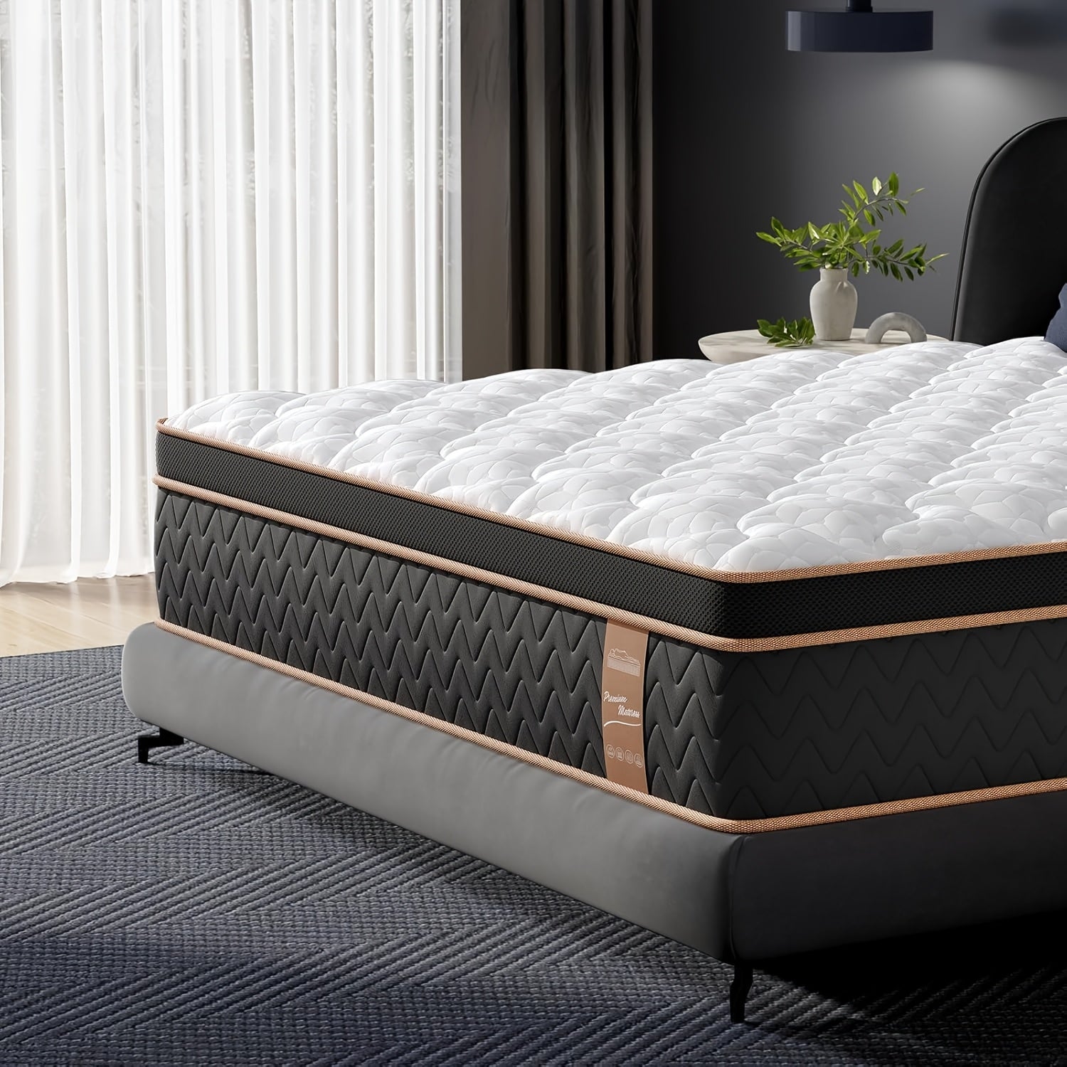 Full Quen King Mattress, Firm Deluxe Hybrid Mattress - Gel Memory Foam Mattress in a Box, Individual Pocket Spring - Motion Isolation & Edge Support, Fiberglass-Free, 100 Nights Trial, Bedroom Decor