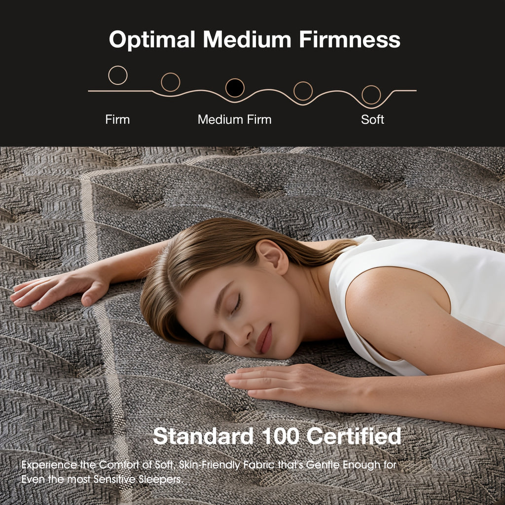 12\u002F14 Inch Twin\u002FFull\u002FQueen\u002FKing Hybrid Mattress Medium Firm, Motion Isolation, Bed in A Box for Home And Hotel