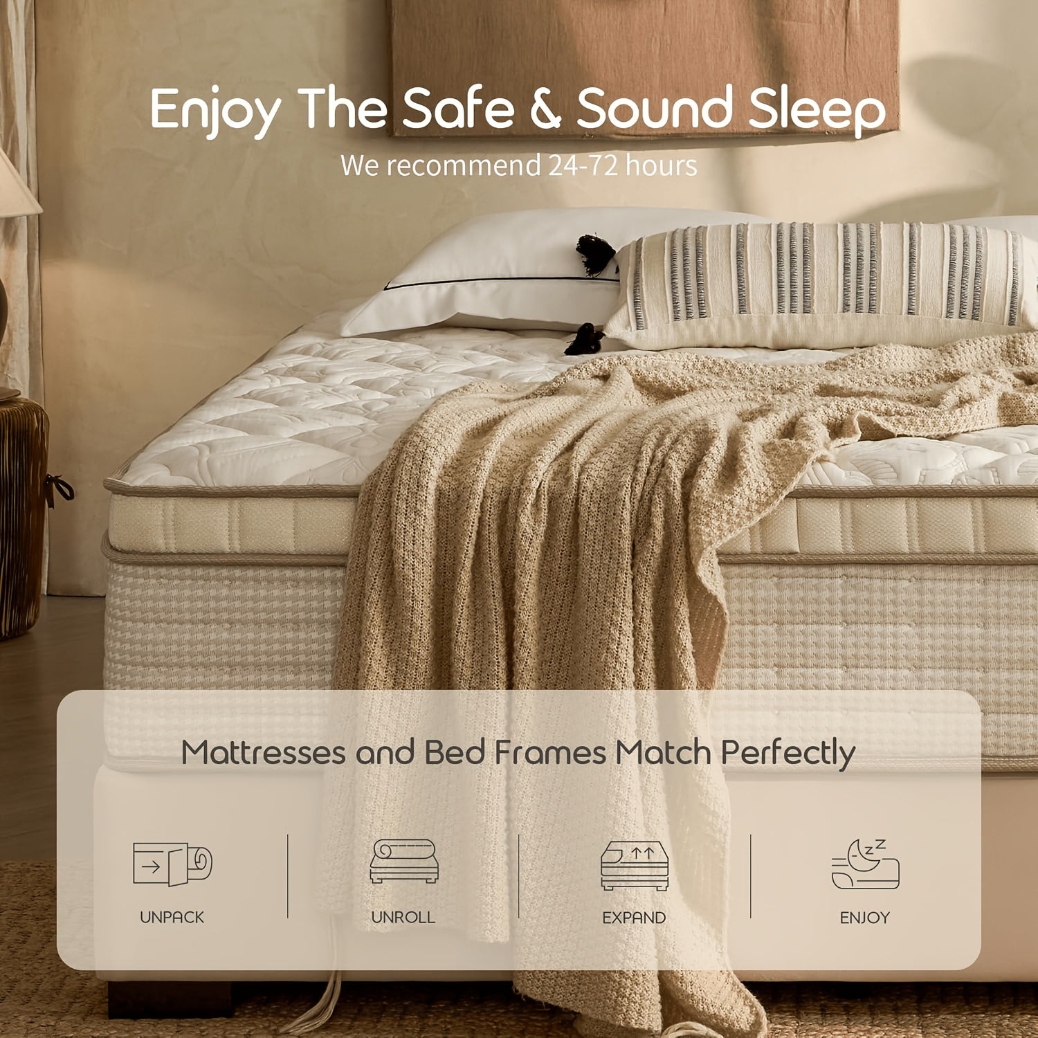 12-Inch Hybrid Spring And Memory Foam Mattress - Euro Top Boxed Mattress, Available in Full, Queen, And King Sizes, Hypoallergenic Pocket Springs, Medium Firmness for Spinal Alignment, Easy to Transport And Set Up