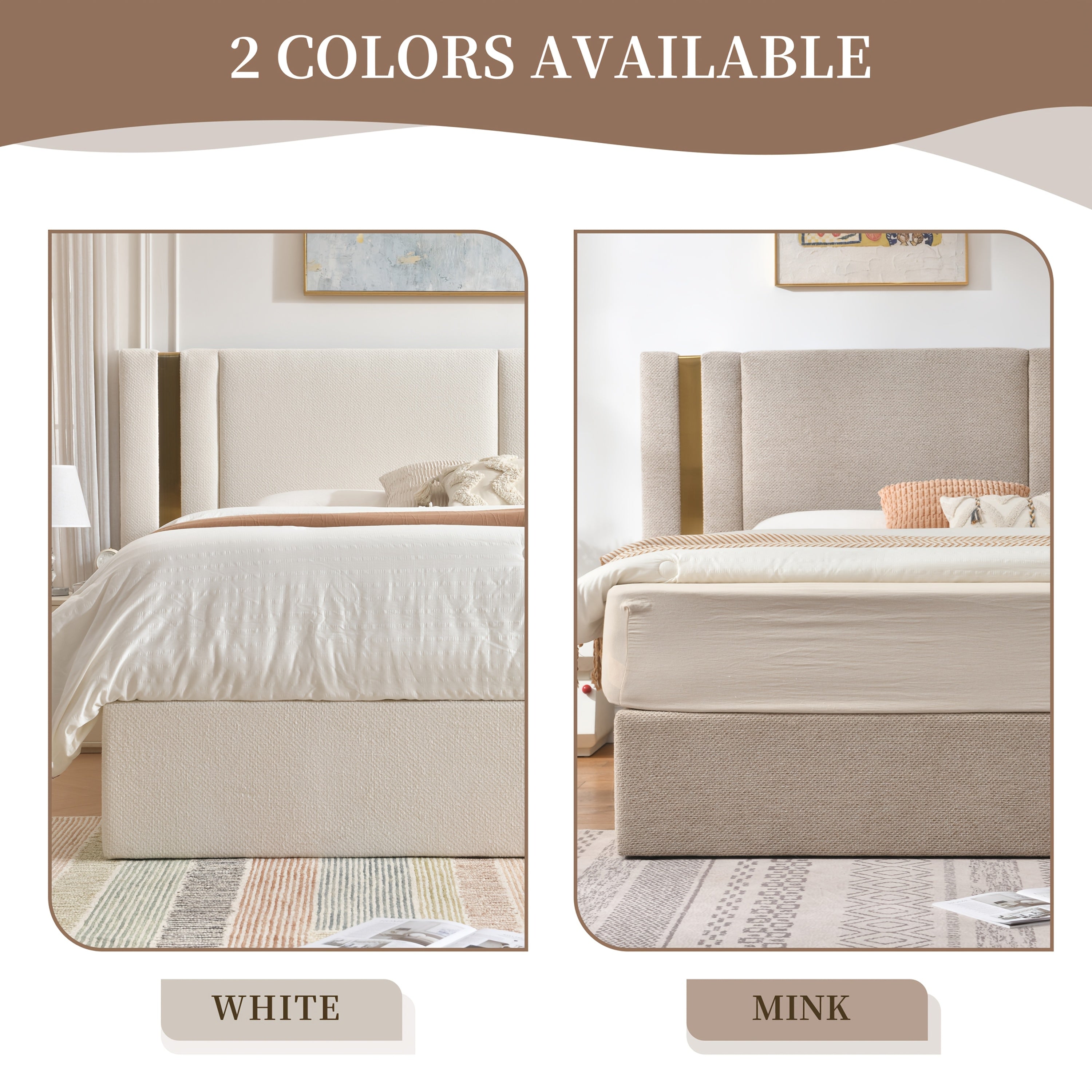 Platform Bed Frame in Queen Or King Size with a Lift-Up Feature for Ample Storage Beneath, Crafted from Wood, Eliminating The Need for a Box Spring, Easy to Assemble, Available in White Or Mink