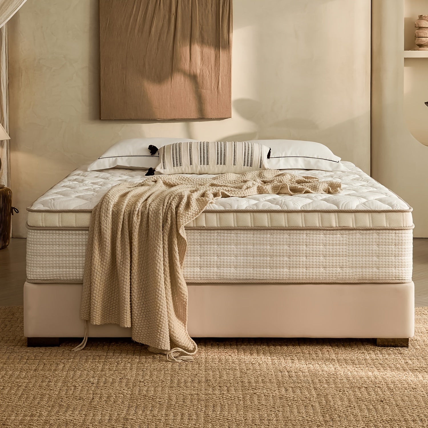 12-Inch Hybrid Spring And Memory Foam Mattress - Euro Top Boxed Mattress, Available in Full, Queen, And King Sizes, Hypoallergenic Pocket Springs, Medium Firmness for Spinal Alignment, Easy to Transport And Set Up