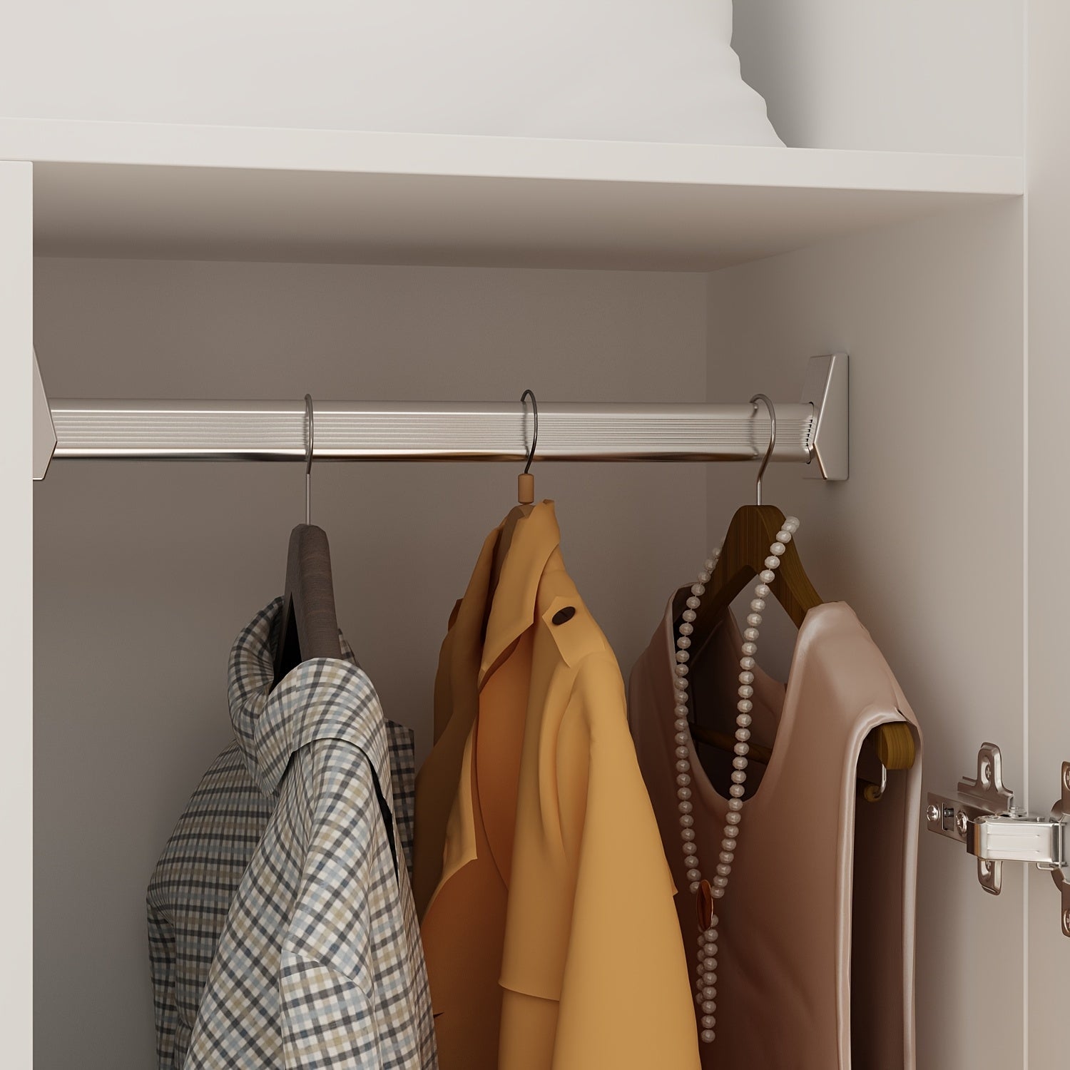 Elegant Wardrobe Armoire Closet with 2 Doors, Freestanding Wardrobe Cabinet with Storage Shelves & Hanging Rod, Bedroom Clothes Cabinet Organizer, White