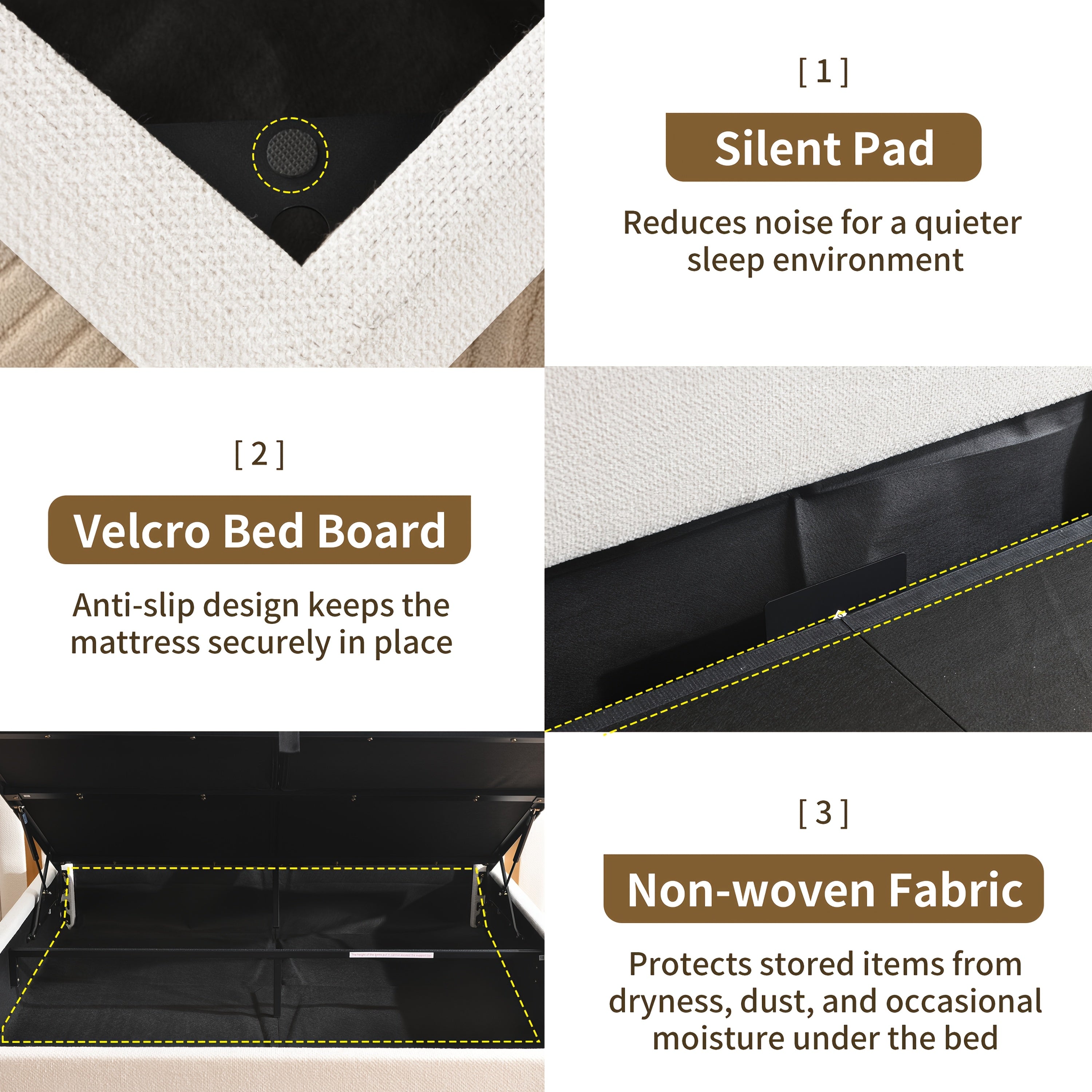 Platform Bed Frame in Queen Or King Size with a Lift-Up Feature for Ample Storage Beneath, Crafted from Wood, Eliminating The Need for a Box Spring, Easy to Assemble, Available in White Or Mink