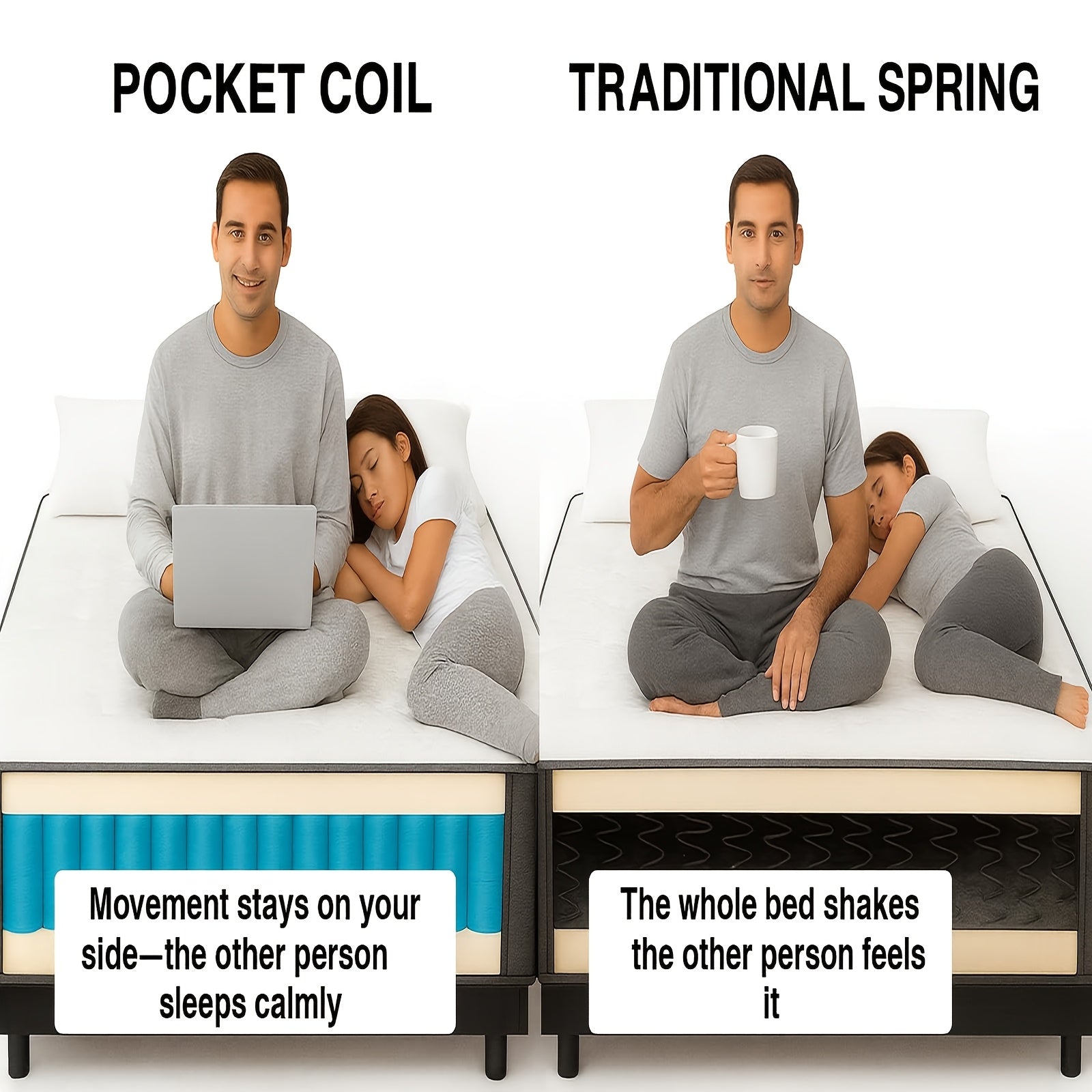 12 Inch Hybrid Mattress (Full\u002FQueen\u002FKing), Medium Firm Memory Foam Spring Mattress with Lumbar Support, Bed In A Box for Home & Hotel
