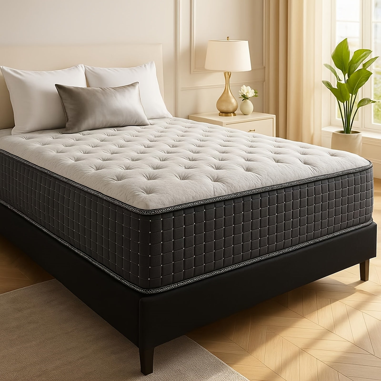 12 Inch Hybrid Mattress (Full\u002FQueen\u002FKing), Medium Firm Memory Foam Spring Mattress with Lumbar Support, Bed In A Box for Home & Hotel