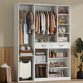 Bedroom Tall Wardrobe with Adjustable Shelves And 2 Drawers, Armoire Wardrobe Closet with 2 Hanging Rods, Wooden Bedroom Closet for Home Room, White Large Armoires with Storage Compartment, 81\